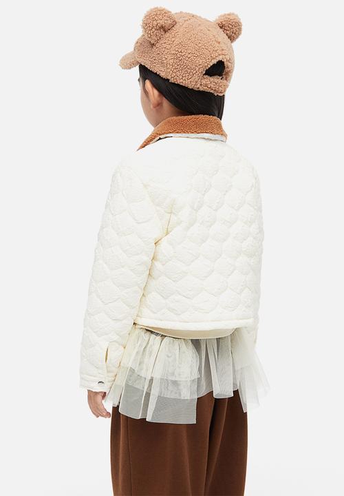 H&M - Teddy-collared jacket - white & brown