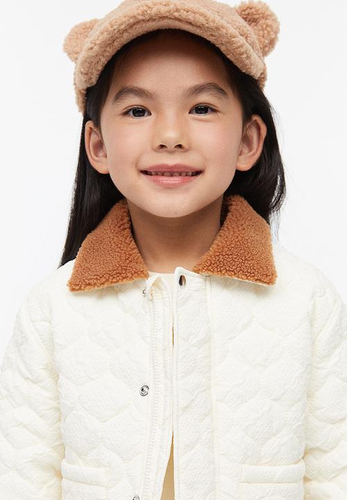 H&M - Teddy-collared jacket - white & brown