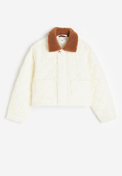 H&M - Teddy-collared jacket - white & brown