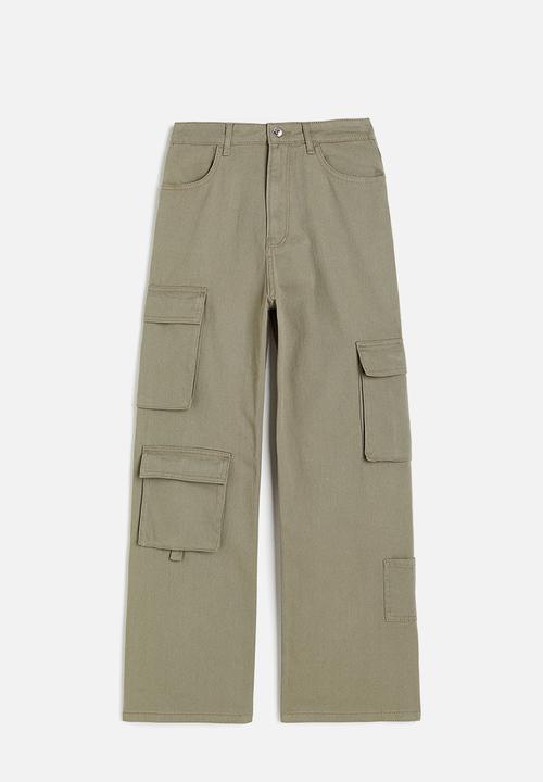 H&M - Twill cargo trousers - khaki green