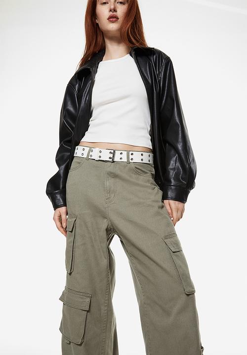 H&M - Twill cargo trousers - khaki green
