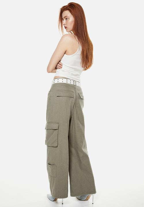 H&M - Twill cargo trousers - khaki green