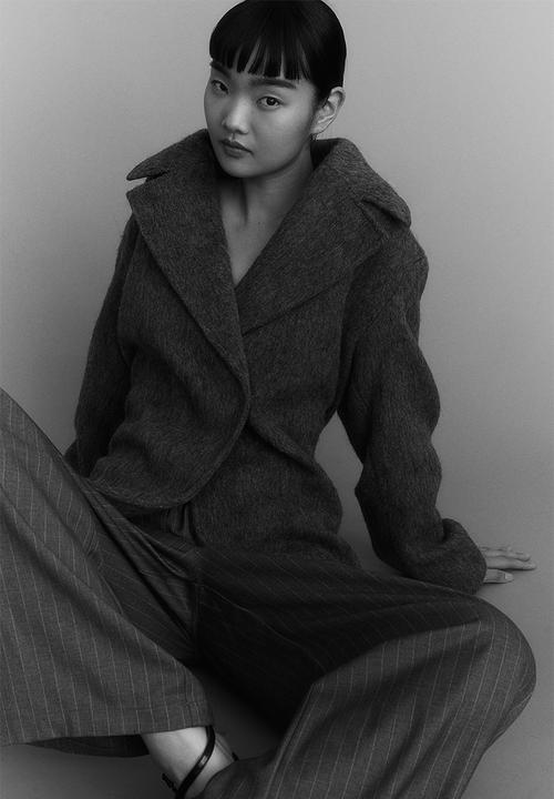 H&M - Wool-blend double-breasted jacket - dark grey