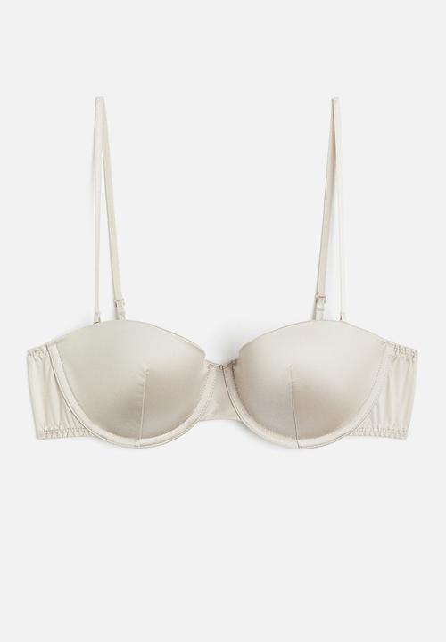 H&M - Satin padded balconette bra - light beige