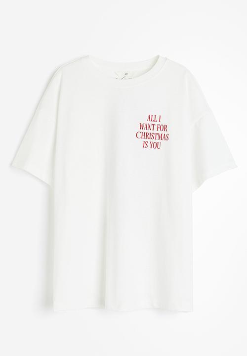 H&M - Oversized printed t-shirt - white & mariah carey