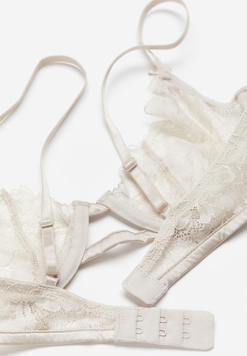 H&M - Non-padded underwired lace bra - light beige