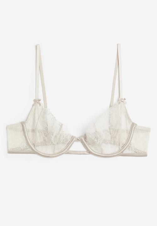 H&M - Non-padded underwired lace bra - light beige