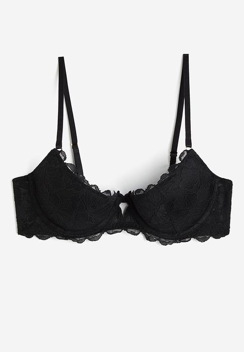 H&M - Lace push-up bra - black
