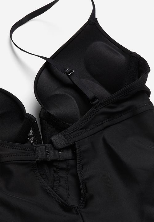H&M - Light shape super push-up thong body - black