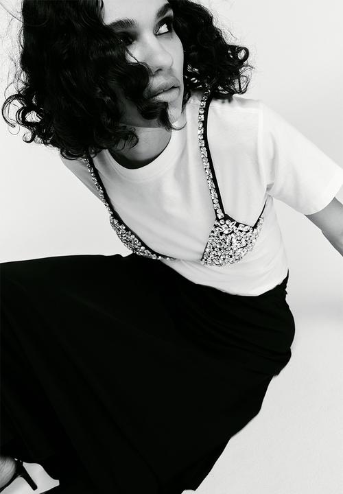 H&M - Long satin skirt - black