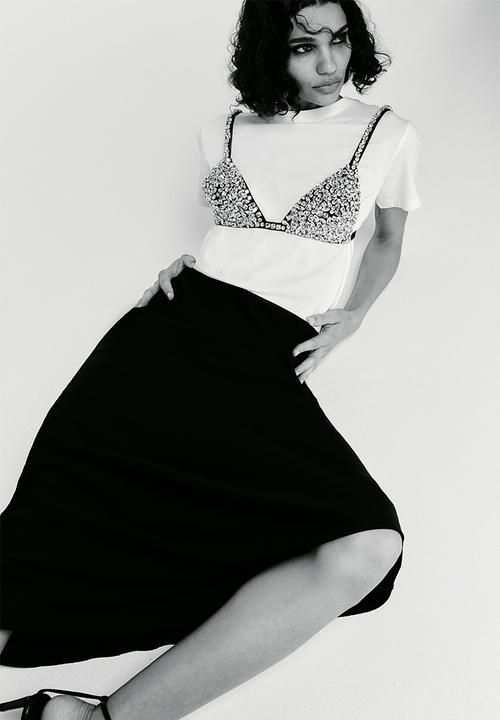 H&M - Long satin skirt - black