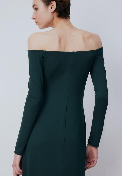 H&M - Off-the-shoulder jersey dress - dark green