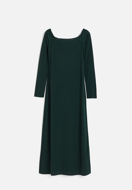 H&M - Off-the-shoulder jersey dress - dark green