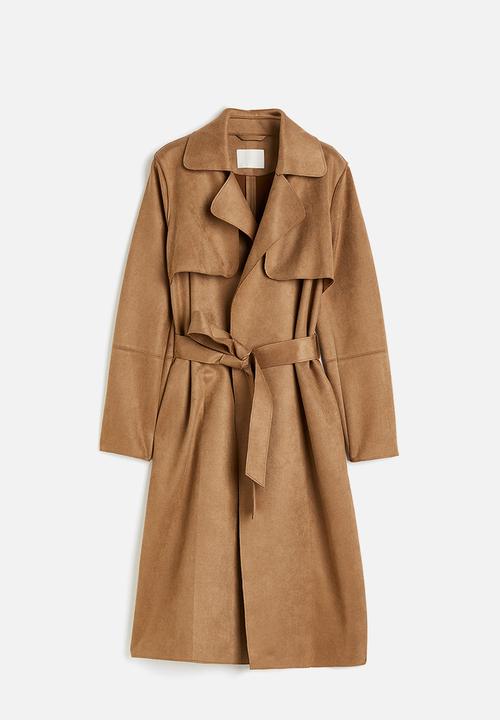 H&M - Imitation suede trenchcoat - brown