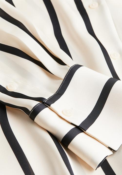 H&M - Satin shirt - cream & striped