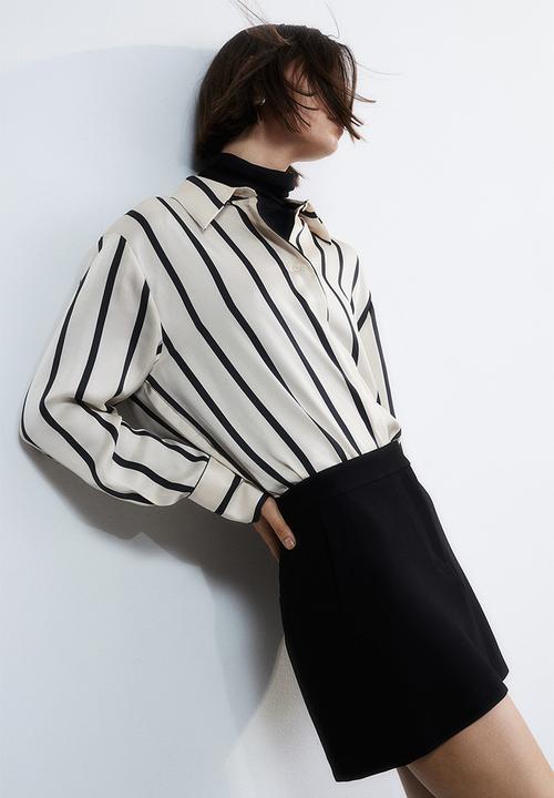 H&M - Satin shirt - cream & striped