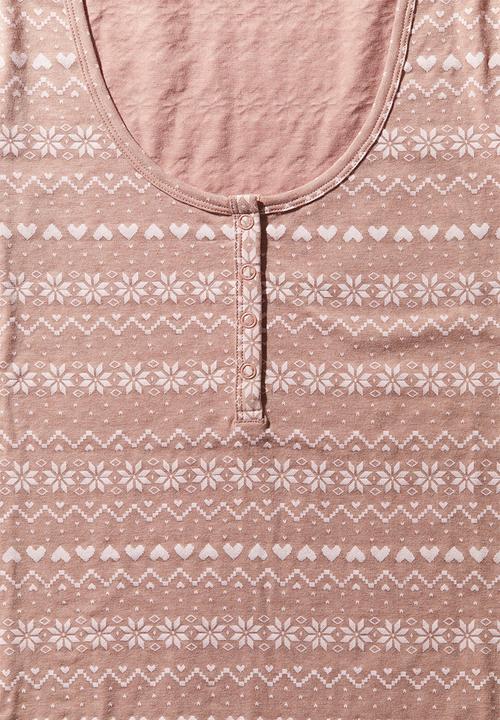 H&M - Ribbed cotton pyjamas - beige & patterned