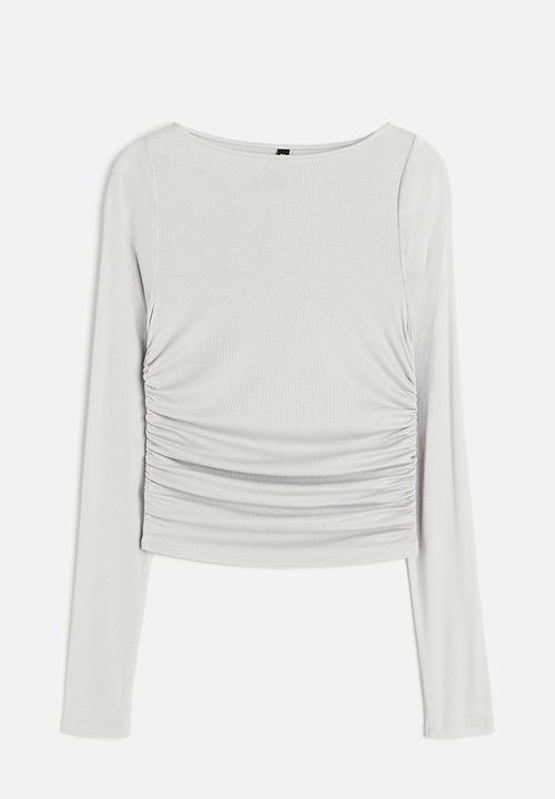 H&M - Gathered jersey top - light grey