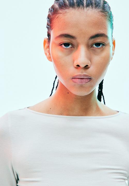 H&M - Gathered jersey top - light grey