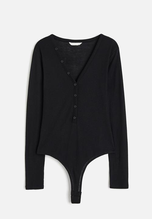 H&M - Ribbed thong body - black