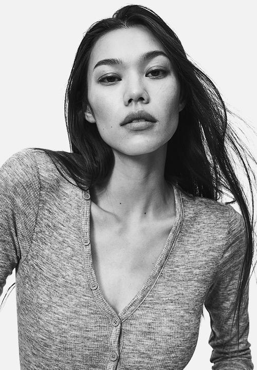 H&M - Ribbed thong body - grey marl