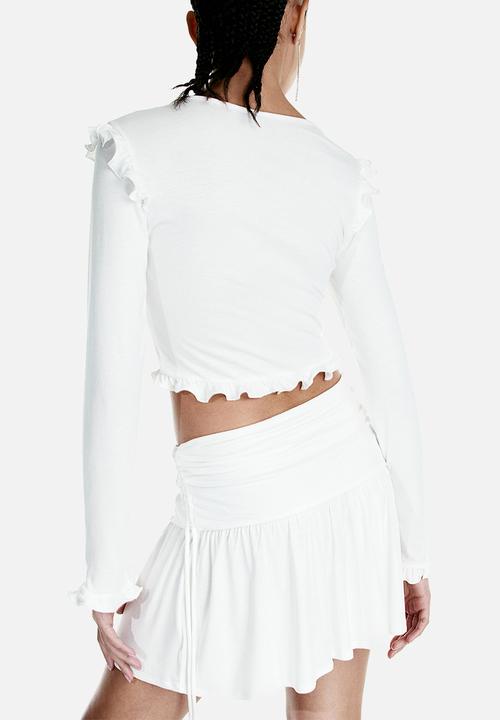 H&M - Drawstring-detail jersey skirt - cream