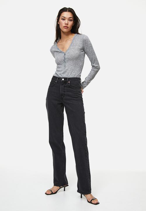 H&M - Ribbed thong body - grey marl