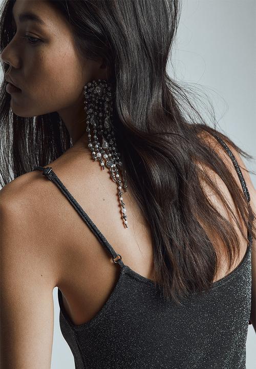 H&M - Shimmering bodycon dress - dark grey & glittery