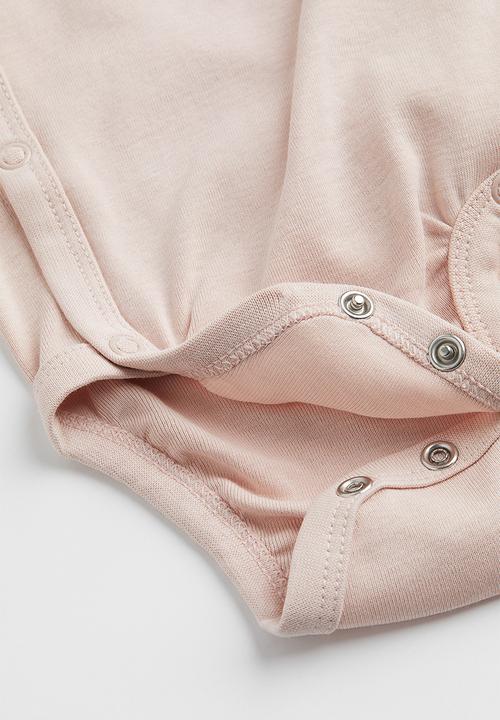 H&M - 5-pack wrapover bodysuits - beige,pink,white