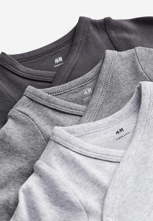 H&M - 5-pack wrapover bodysuits - grey,white