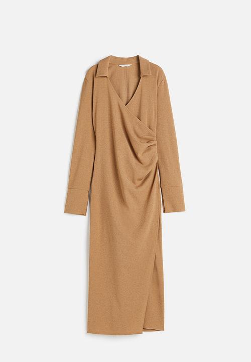 H&M - Wrap jersey dress - dark beige