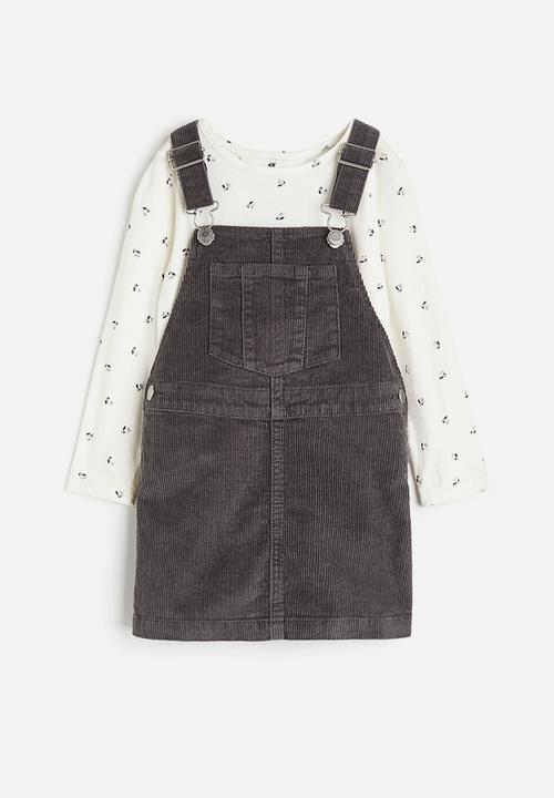 H&M - 2-piece cotton set - grey & white