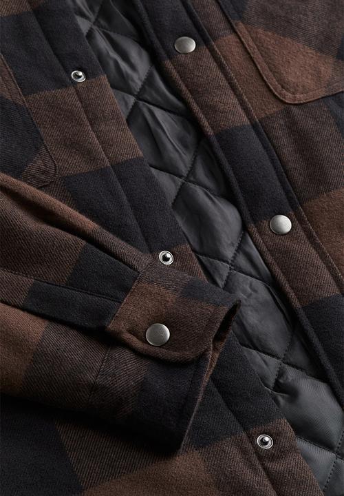 H&M - Padded overshirt - brown/checked 