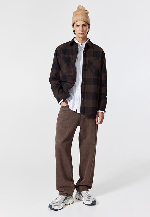 H&M - Padded overshirt - brown/checked 