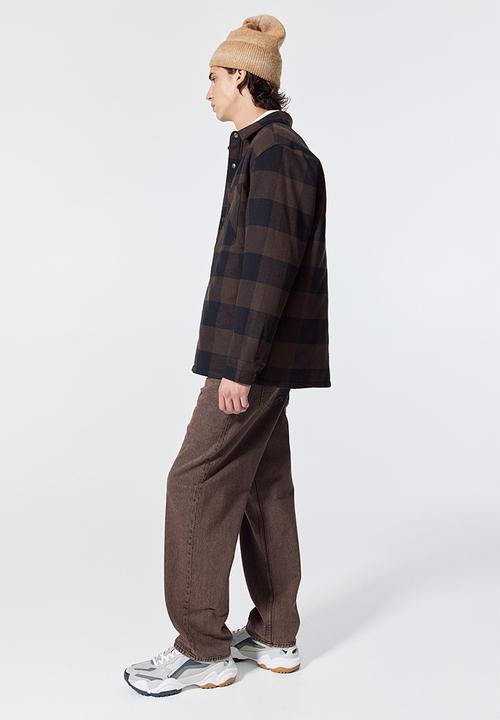 H&M - Padded overshirt - brown/checked 