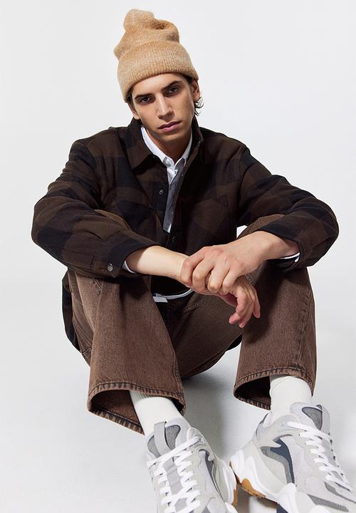 H&M - Padded overshirt - brown/checked 