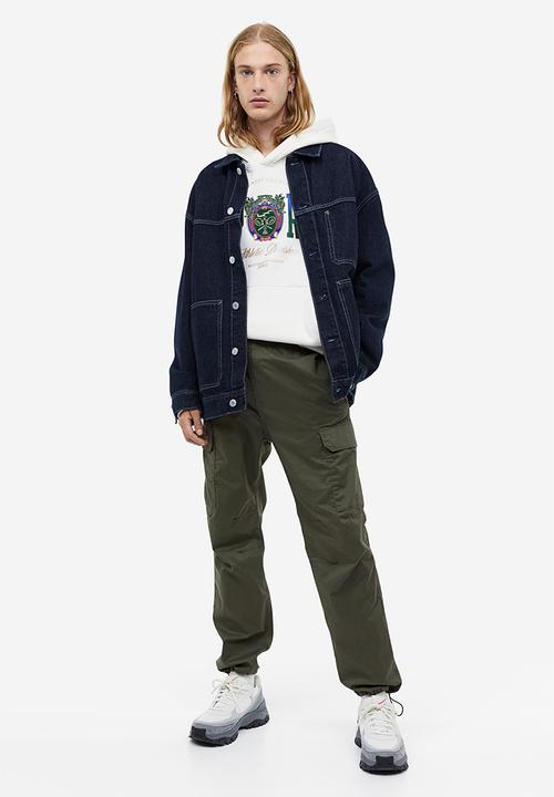 H&M - Regular fit ripstop cargo trousers - dark khaki green