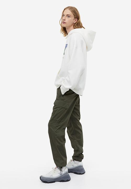 H&M - Regular fit ripstop cargo trousers - dark khaki green