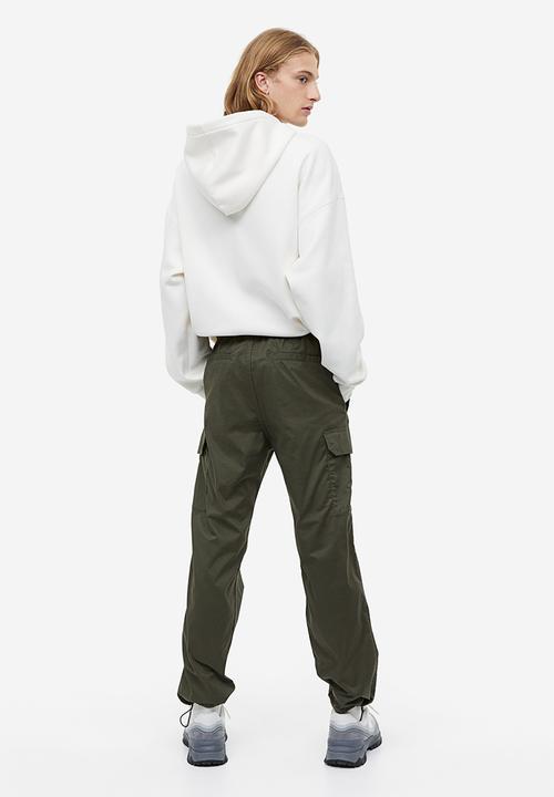 H&M - Regular fit ripstop cargo trousers - dark khaki green