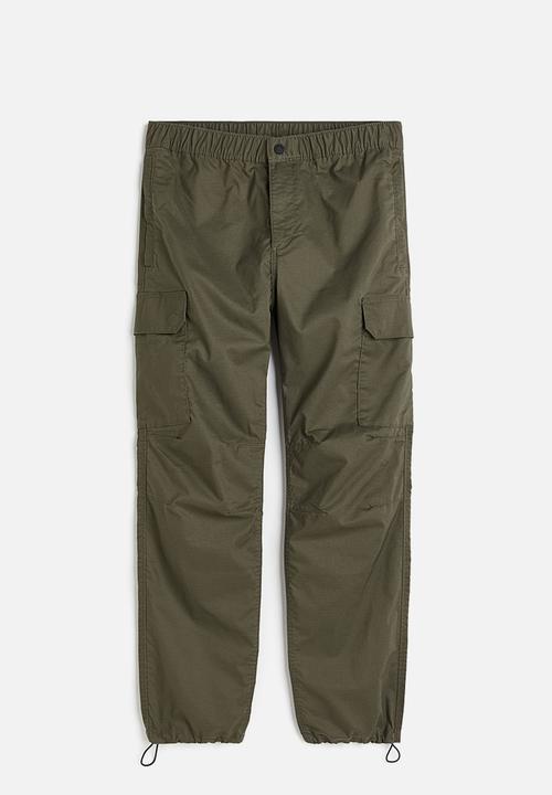 H&M - Regular fit ripstop cargo trousers - dark khaki green