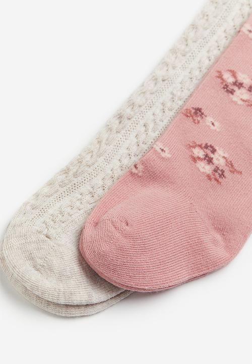 H&M - 2-pack tights - pink & beige
