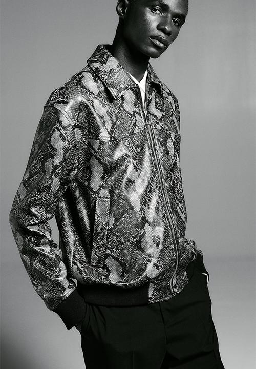 H&M - Slim fit coated jacket - brown/snakeskin-patterned