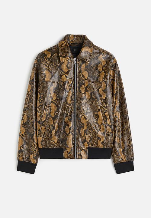 H&M - Slim fit coated jacket - brown/snakeskin-patterned