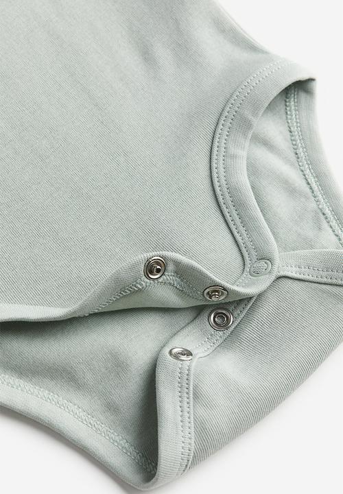 H&M - 5-pack cotton bodysuits - green & white