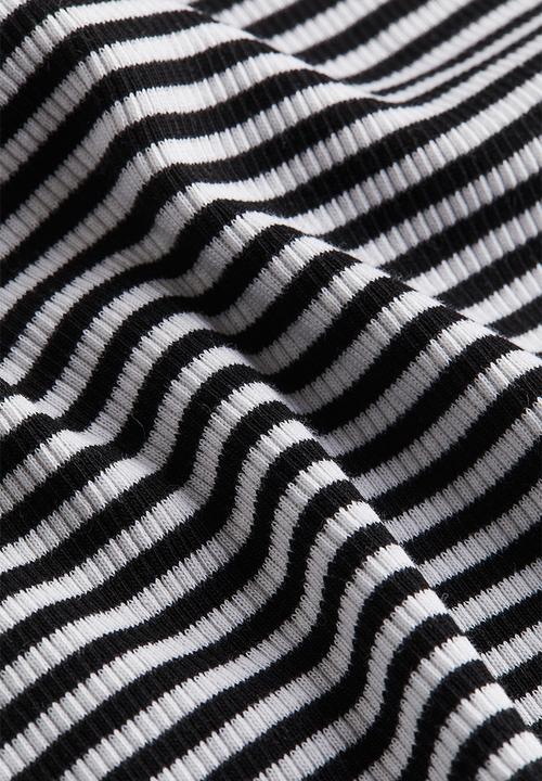 H&M - Ribbed jersey top - black/striped