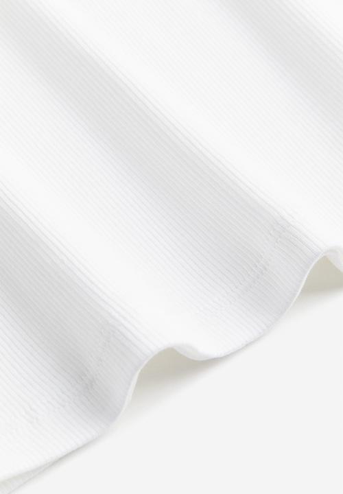 H&M - Ribbed polo-neck top - white