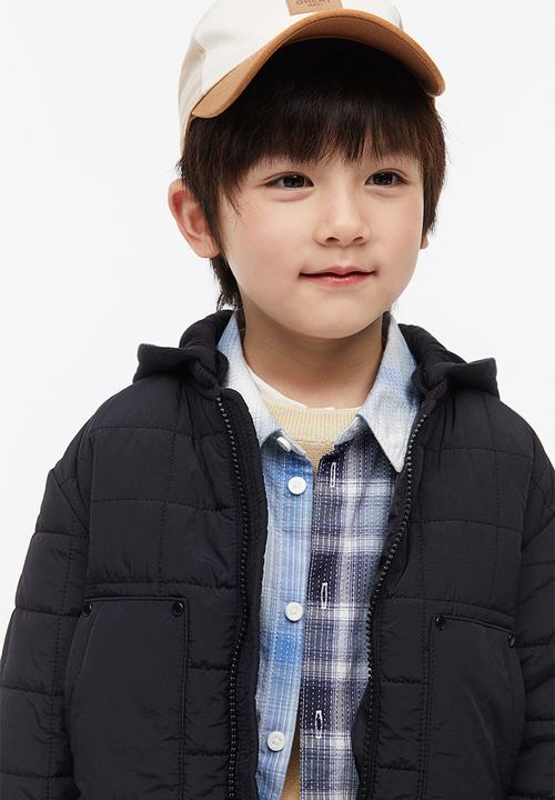 H&M - Quilted jacket with a hood - black