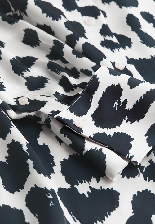 H&M - Satin shirt - white/leopard print 