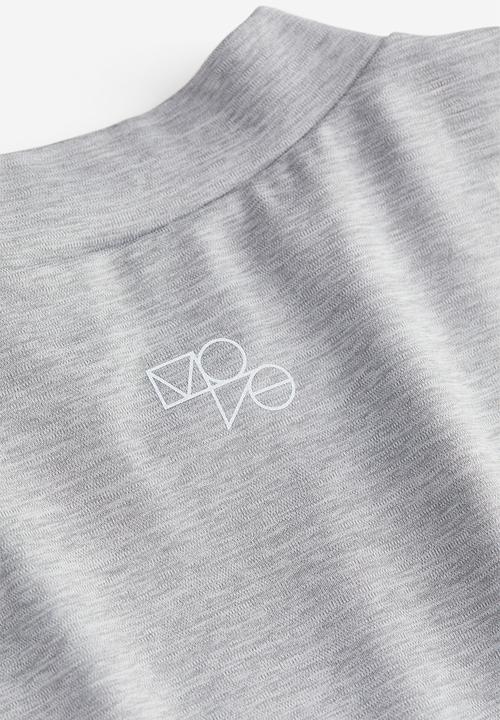 H&M - Softmove™ cropped sports top - light grey marl