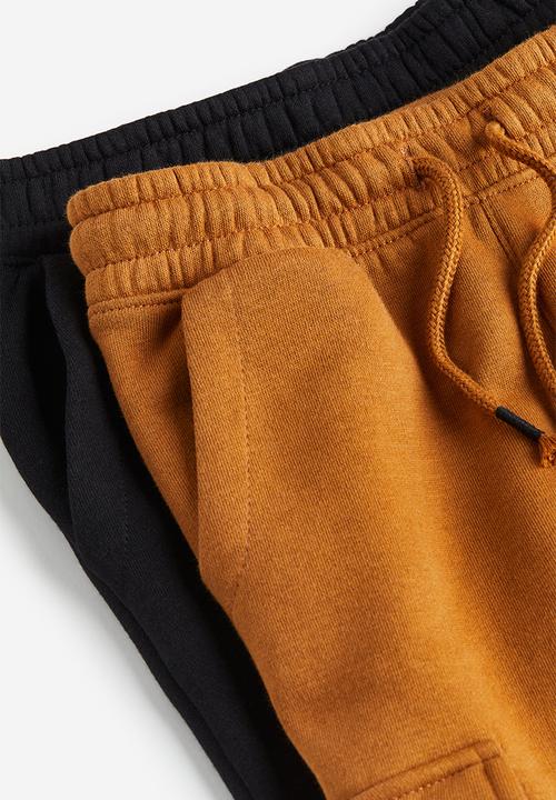 H&M - 2-pack joggers - black,brown